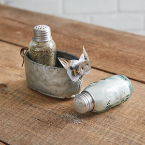 Galvanized Pig Salt and Pepper Caddy