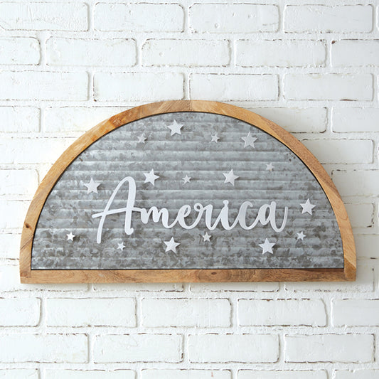 Galvanized America Arched Wall Sign