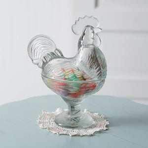 Glass Rooster Candy Dish