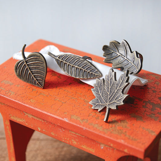 Set of Four Leaf Napkin Rings