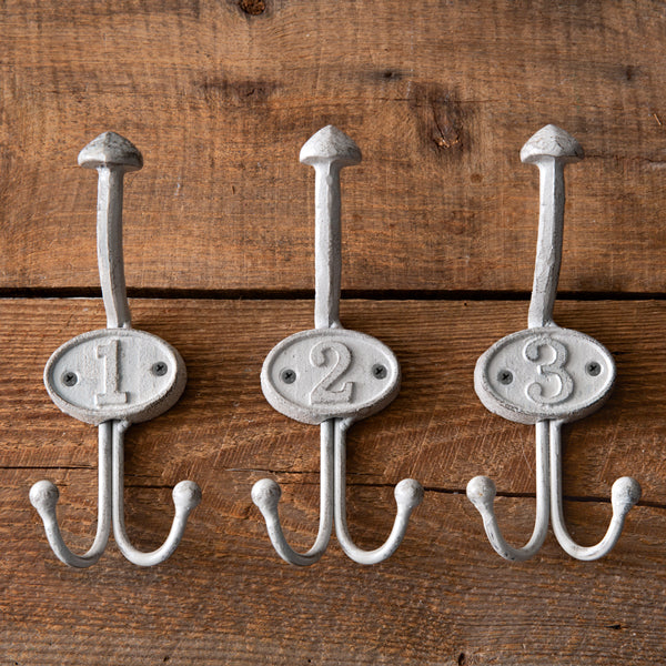 Set of Three Schoolhouse Numbered Hooks