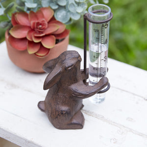 Rustic Bunny Tabletop Rain Gauge