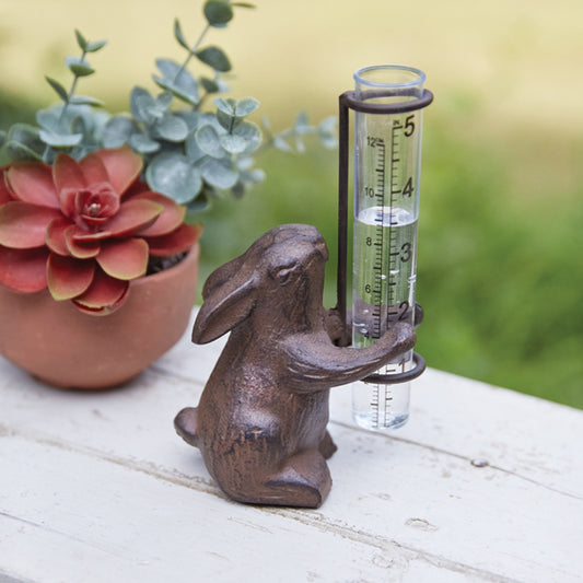 Rustic Bunny Tabletop Rain Gauge