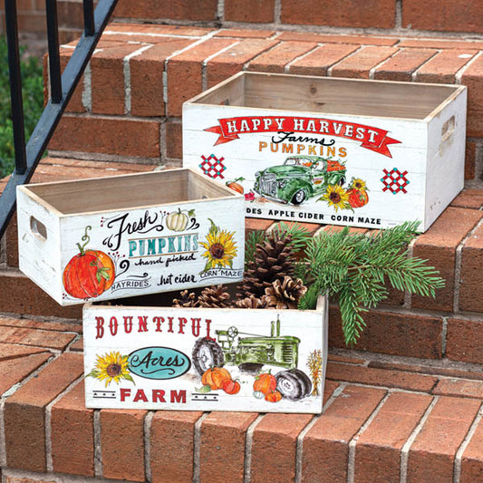 Set of Three Wooden Storage Boxes