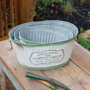 Set of Three Rustic Potting Shed Buckets