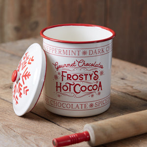 Frosty's Hot Cocoa Enameled Christmas Container