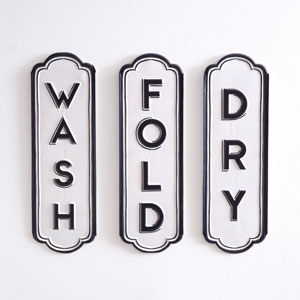 Set of Three Wash Dry Fold Signs