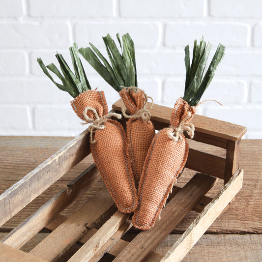 Set of Three Burlap Carrots