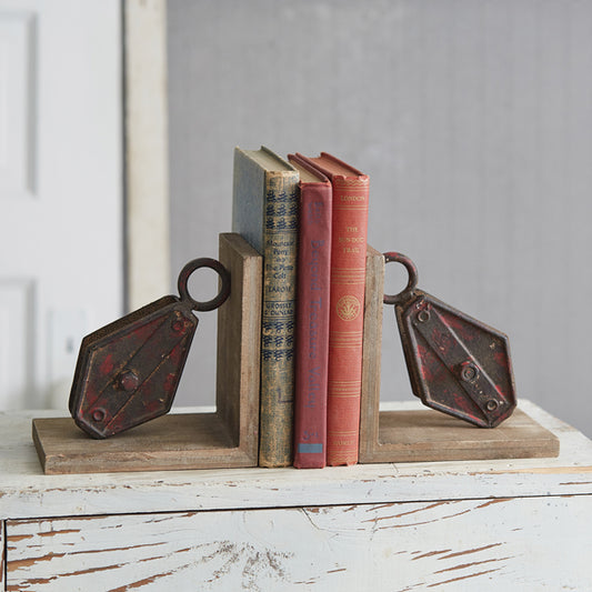 Repurposed Pulley Bookends