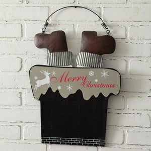 Santa In The Chimney Hanging Sign