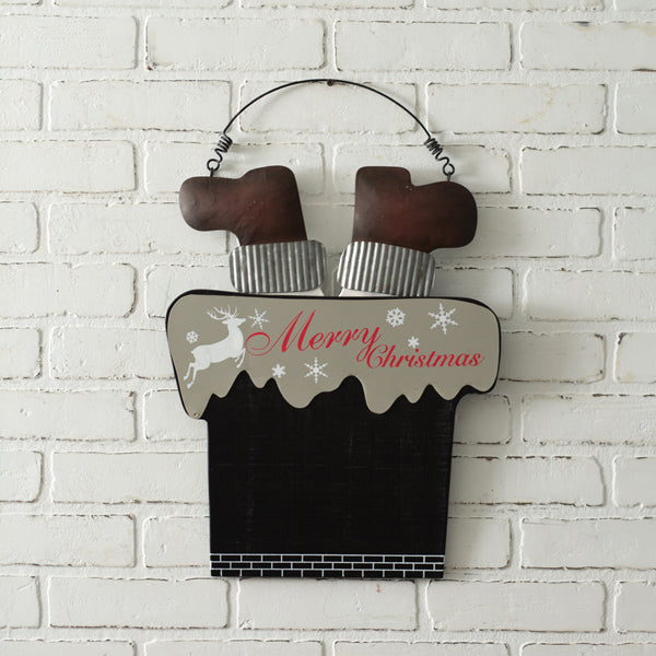 Santa In The Chimney Hanging Sign