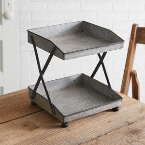 Galvanized Two-Tier Square Tray