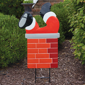 Santa In The Chimney Garden Stake