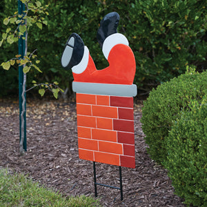 Santa In The Chimney Garden Stake