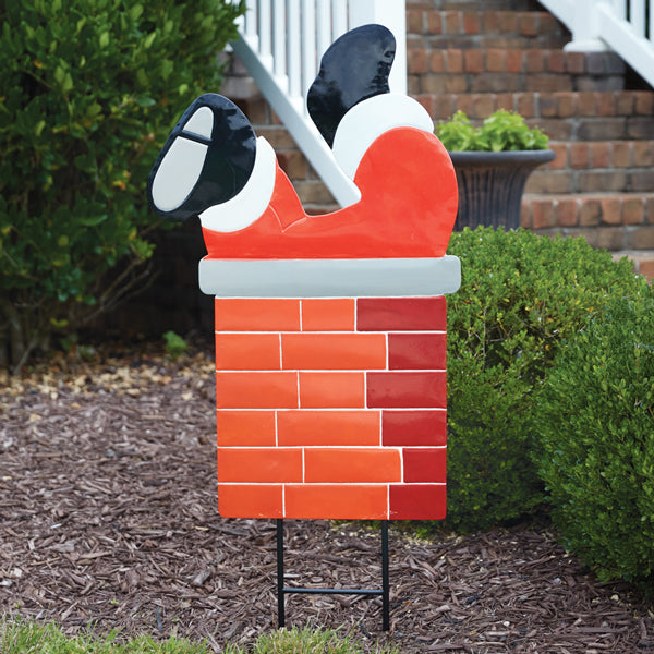 Santa In The Chimney Garden Stake