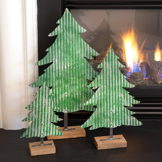 Set of Three Metal Christmas Trees