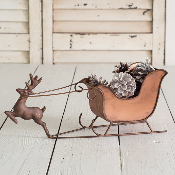 Rustic Tabletop Reindeer and Sleigh