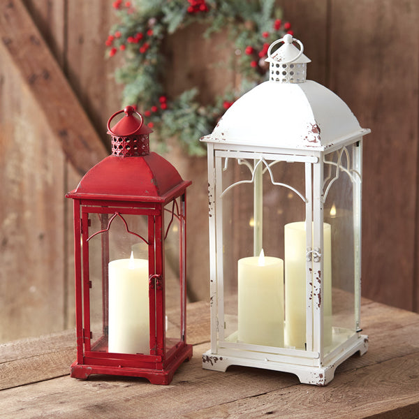 Set of Two Red & White Lanterns