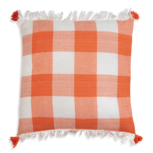 Orange Gingham Throw Pillow