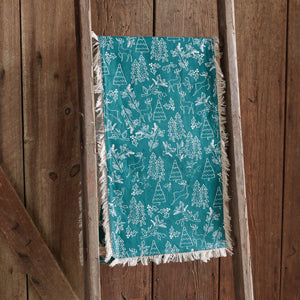 Festive Green Christmas Runner with Fringe