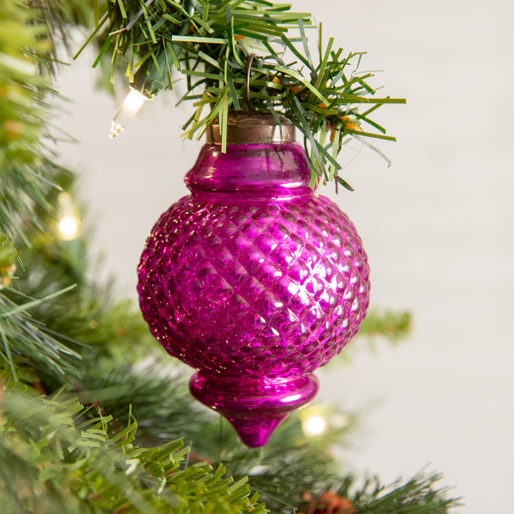 Pink Lamp Shaped Glass Ornament - Box of 4