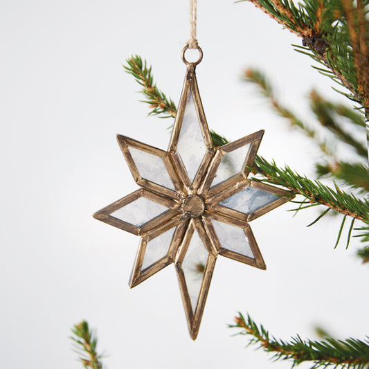 Antique Mercury Glass Star Ornament - Box of 2