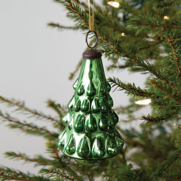 Christmas Tree Mercury Glass Ornament - Set of 4 - Box of 4