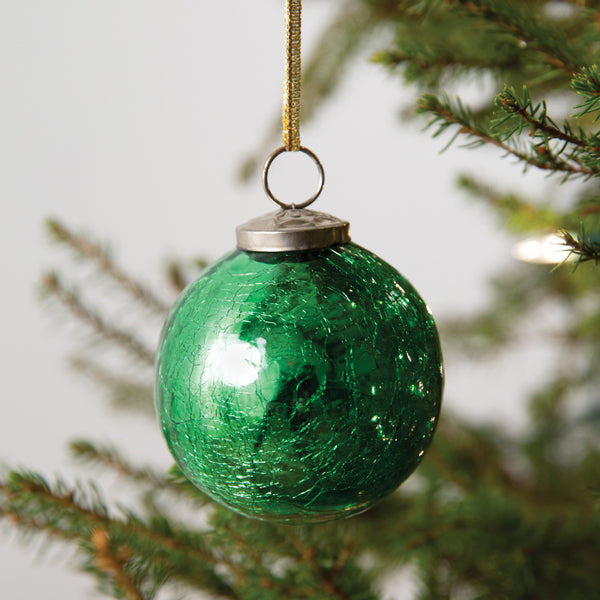 Crackled Glass Ball Ornament - Box of 4