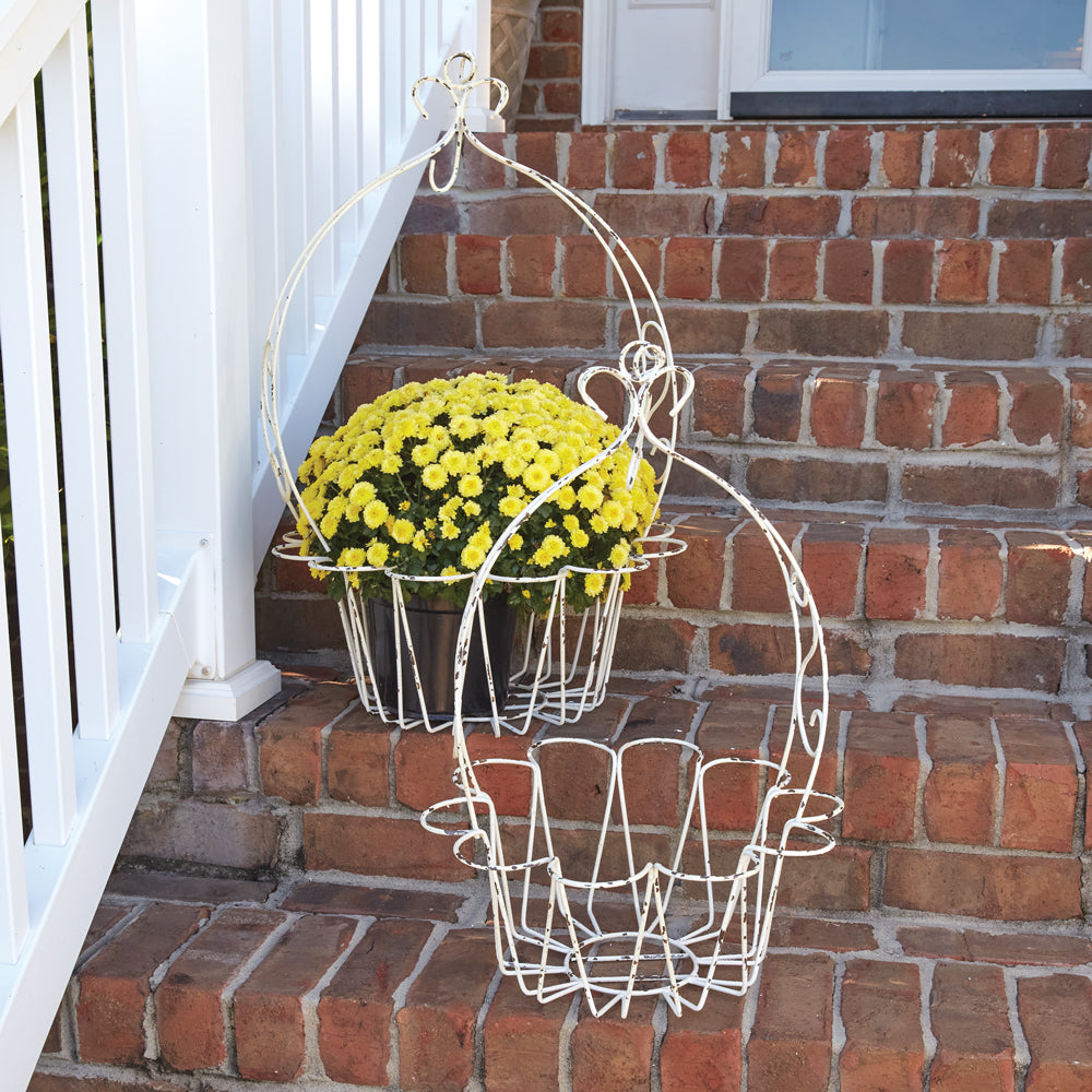 Set of Two Wire Flower Hanging Baskets