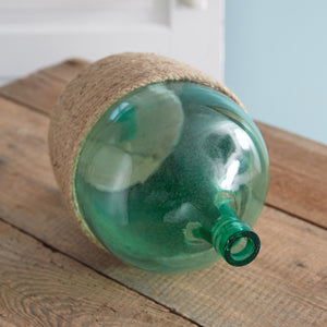 Recycled Glass Floor Vase with Jute Rope