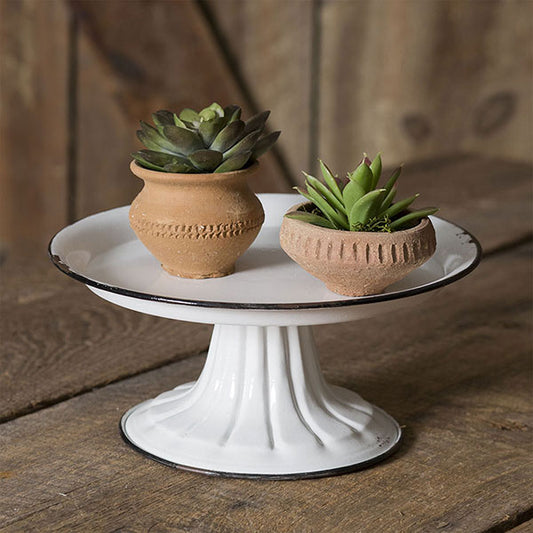 Small Round Pedestal Stand with Black Trim