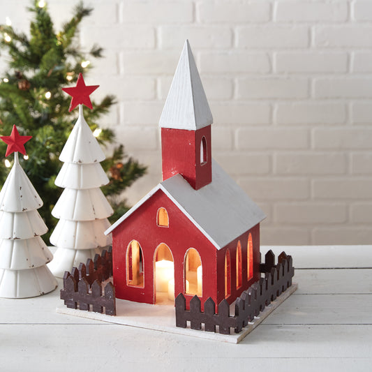 Wooden Holiday Church Lantern