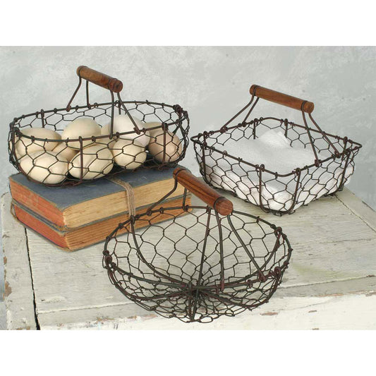 Set of Three Chicken Wire Baskets