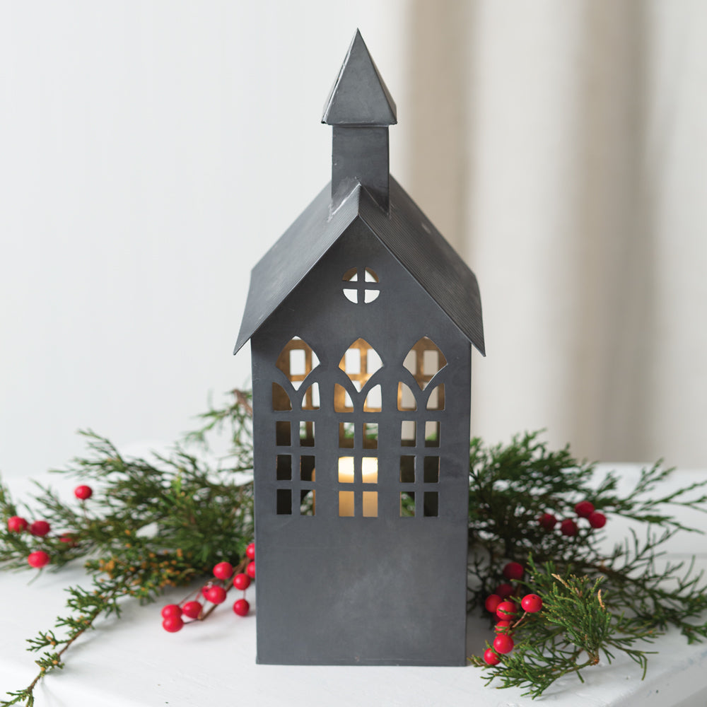 Galvanized Church Christmas Luminary