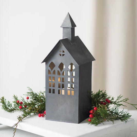 Galvanized Church Christmas Luminary