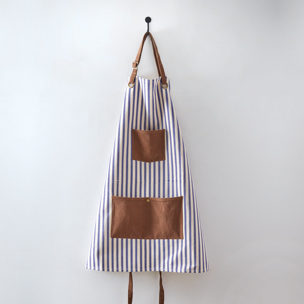 Blue Striped Canvas Utility Apron