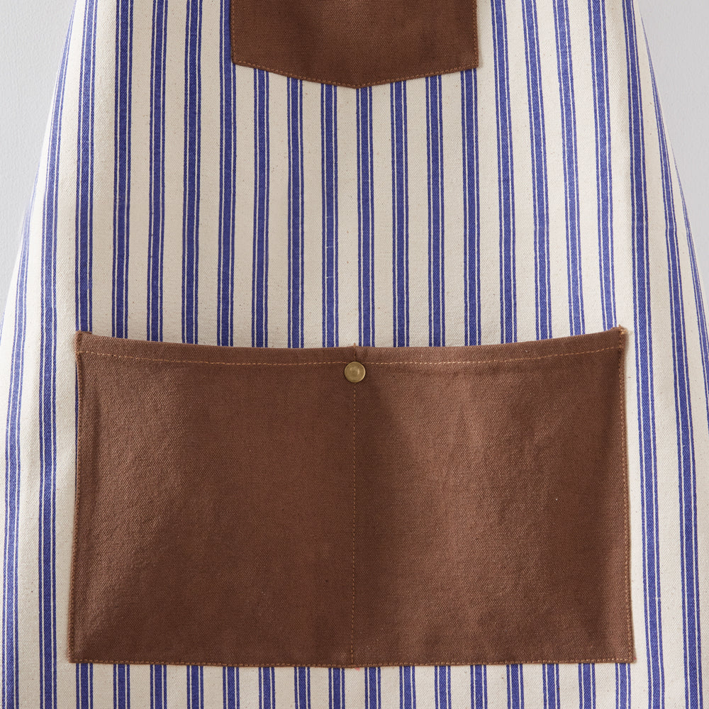 Blue Striped Canvas Utility Apron