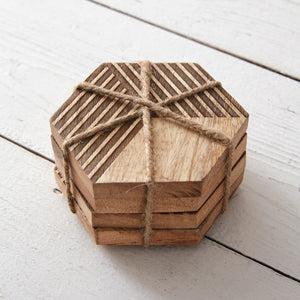 Set of Four Geometric Wood Coasters