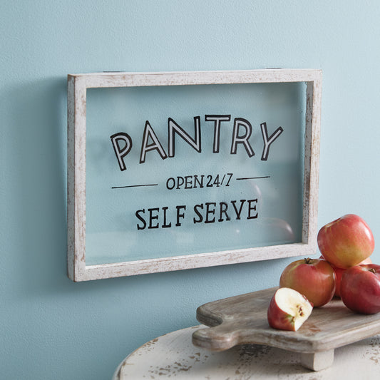 Glass Paned Pantry Wall Sign