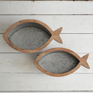 Set of Two Southport Galvanized Fish Bins