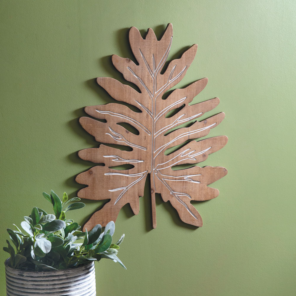 Split Leaf Philodendron Wood Wall Decor