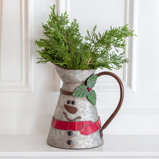 Snowman Tall Metal Pitcher