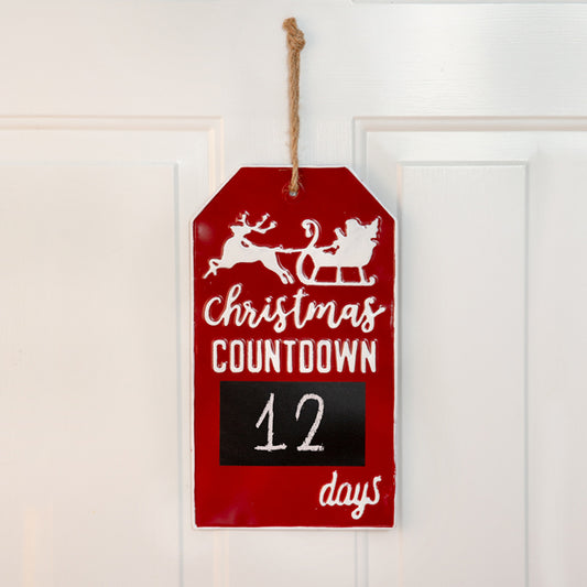 Christmas Countdown Metal Wall Sign with Chalkboard