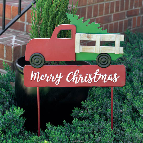 Christmas Truck Garden Stake