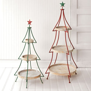 Set of Two Tiered Christmas Tree Display Stands