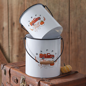 Set of Two Happy Fall Buckets