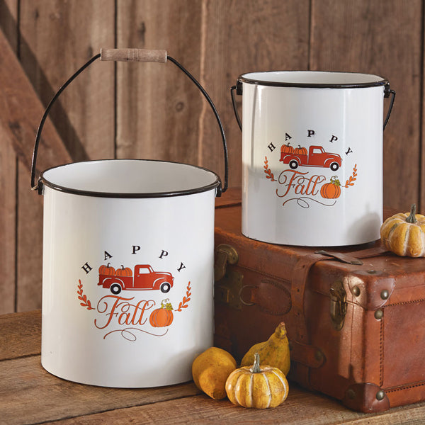 Set of Two Happy Fall Buckets