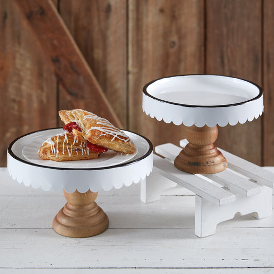 Set of Two Scalloped Farmhouse Cake Stands