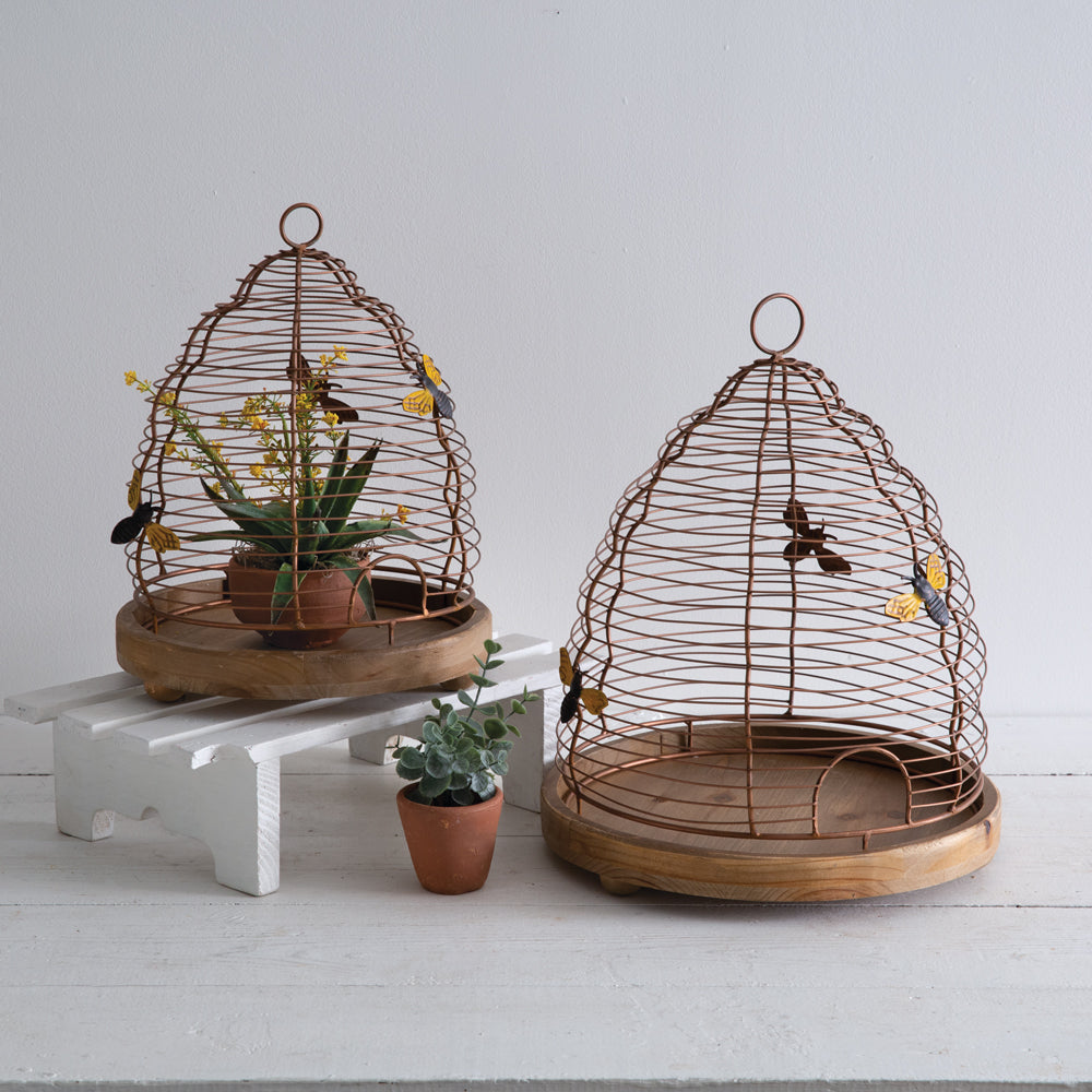 Set of Two Wire Beehive Cloches