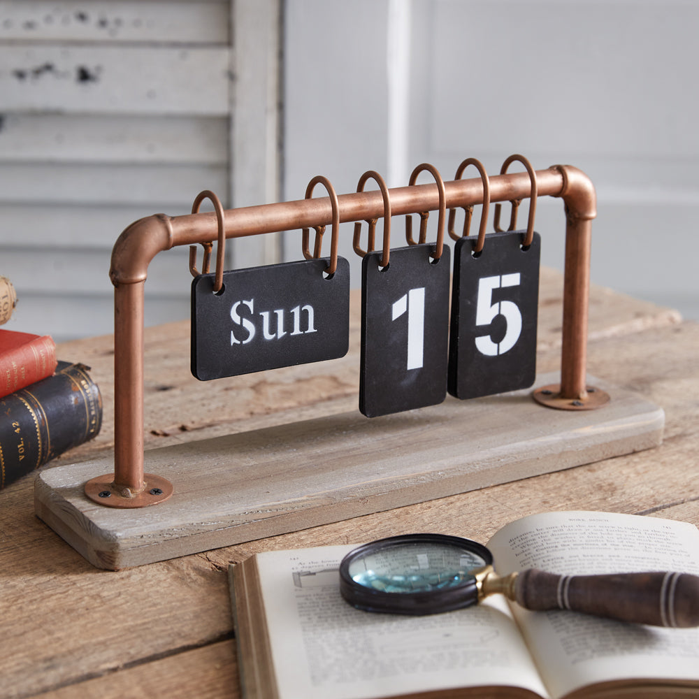 Copper Pipe Perpetual Desk Calendar